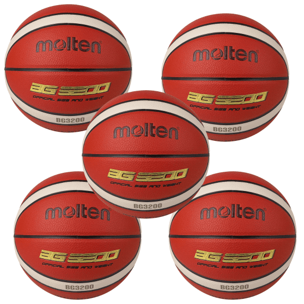 KIT 5 Pelotas de básquet molten de cuero n°6 modelo b6g3200